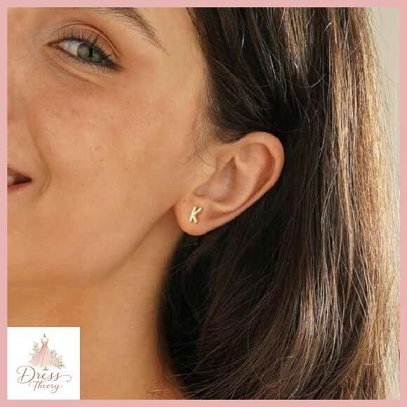 3-Pair 14K Gold Plated Stud Earrings Set with Initial Heart Zircon - Picture 5 of 8